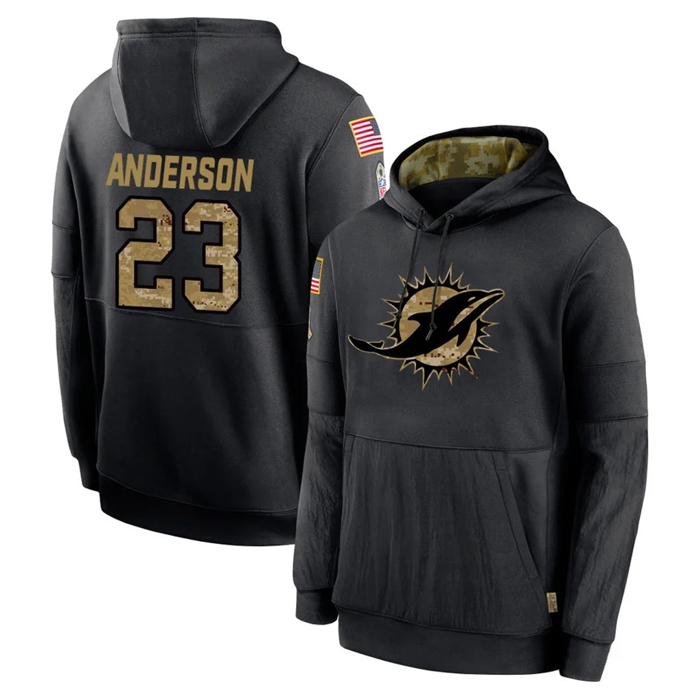 M.Dolphins #23 Zayne Anderson Player Black Salute to Service Hoodies Limited Game Odoa Stitched Jerseys