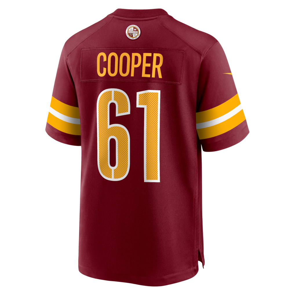 Odoa W.Commanders #61 Tyler Cooper Burgundy Team Game Jersey