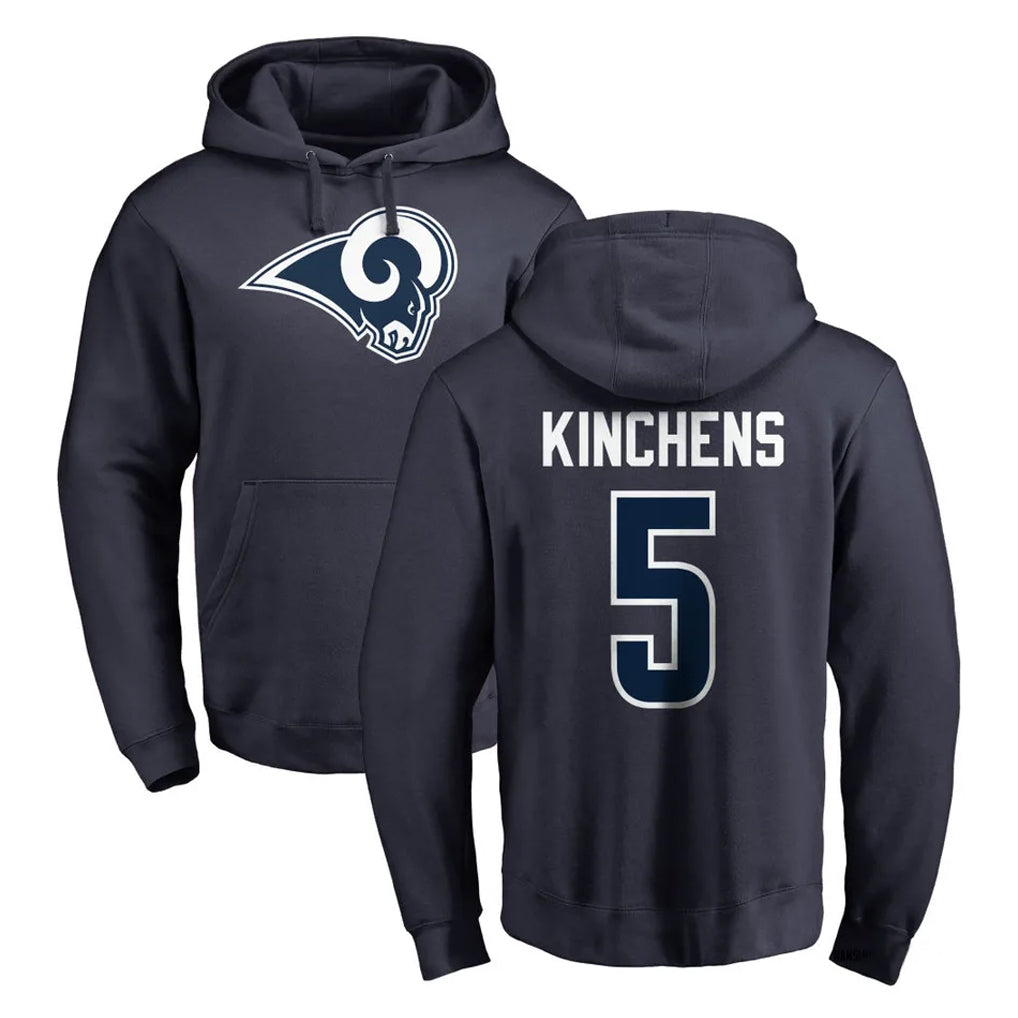LA.Rams #5 Kamren Kinchens Player Navy Pullover Hoodie Limited Game Odoa Stitched Jerseys