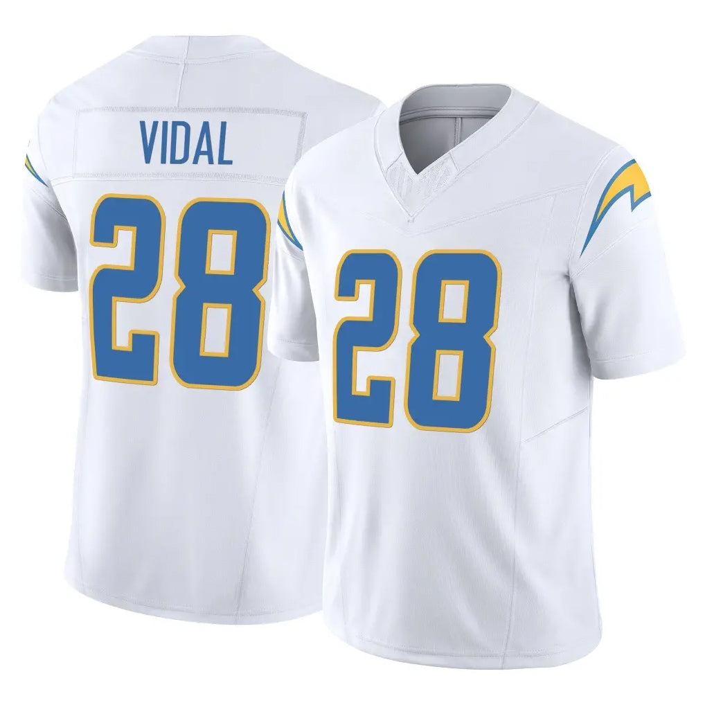 LA.Chargers #28 Kimani Vidal Player White Limited Vapor F.U.S.E. Home Game Odoa Stitched Jerseys
