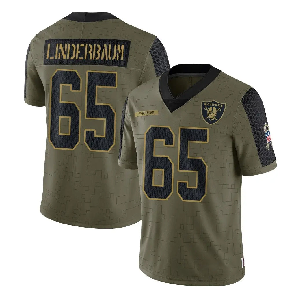 LV.Raiders #65 Tyler Linderbaum Player Olive Salute To Service Limited Game Odoa Stitched Jerseys