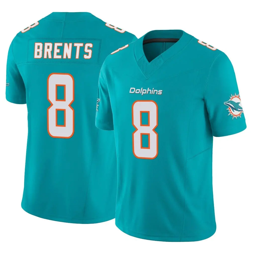 M.Dolphins #8 JuJu Brents Player Aqua Limited Vapor F.U.S.E. Home Game Odoa Stitched Jerseys