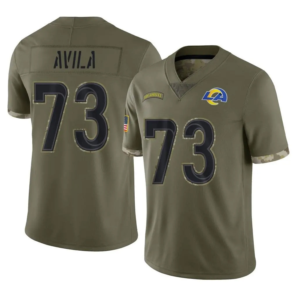 LA.Rams #73 Steve Avila Player Olive Salute To Service Limited Odoa Stitched Jerseys