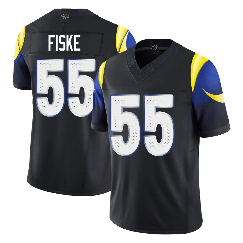 LA.Rams #55 Braden Fiske Player Black Midnight Rivalries Collection Limited Home Game Odoa Stitched Jerseys
