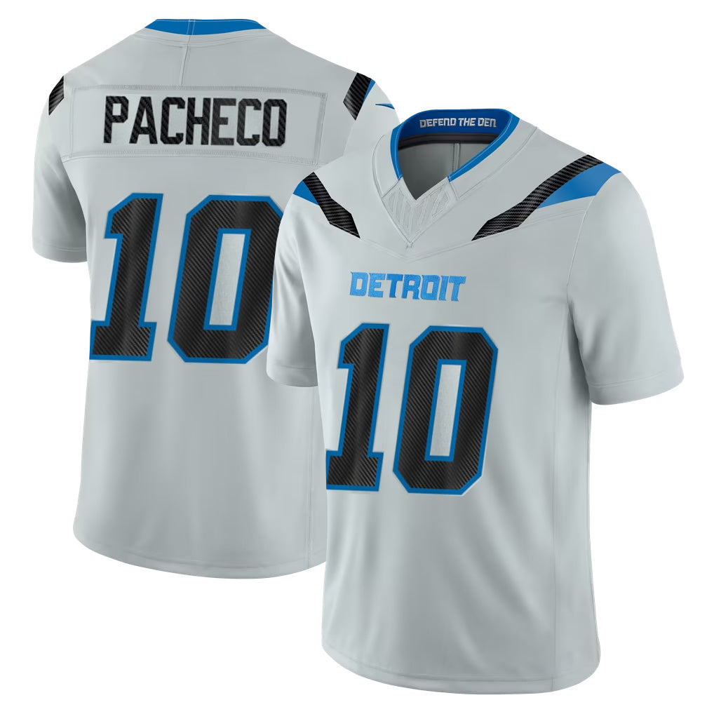 D.Lions #10 Isiah Pacheco Player Silver Limited 2026 Rivalries Collection Home Game Odoa Stitched Jerseys