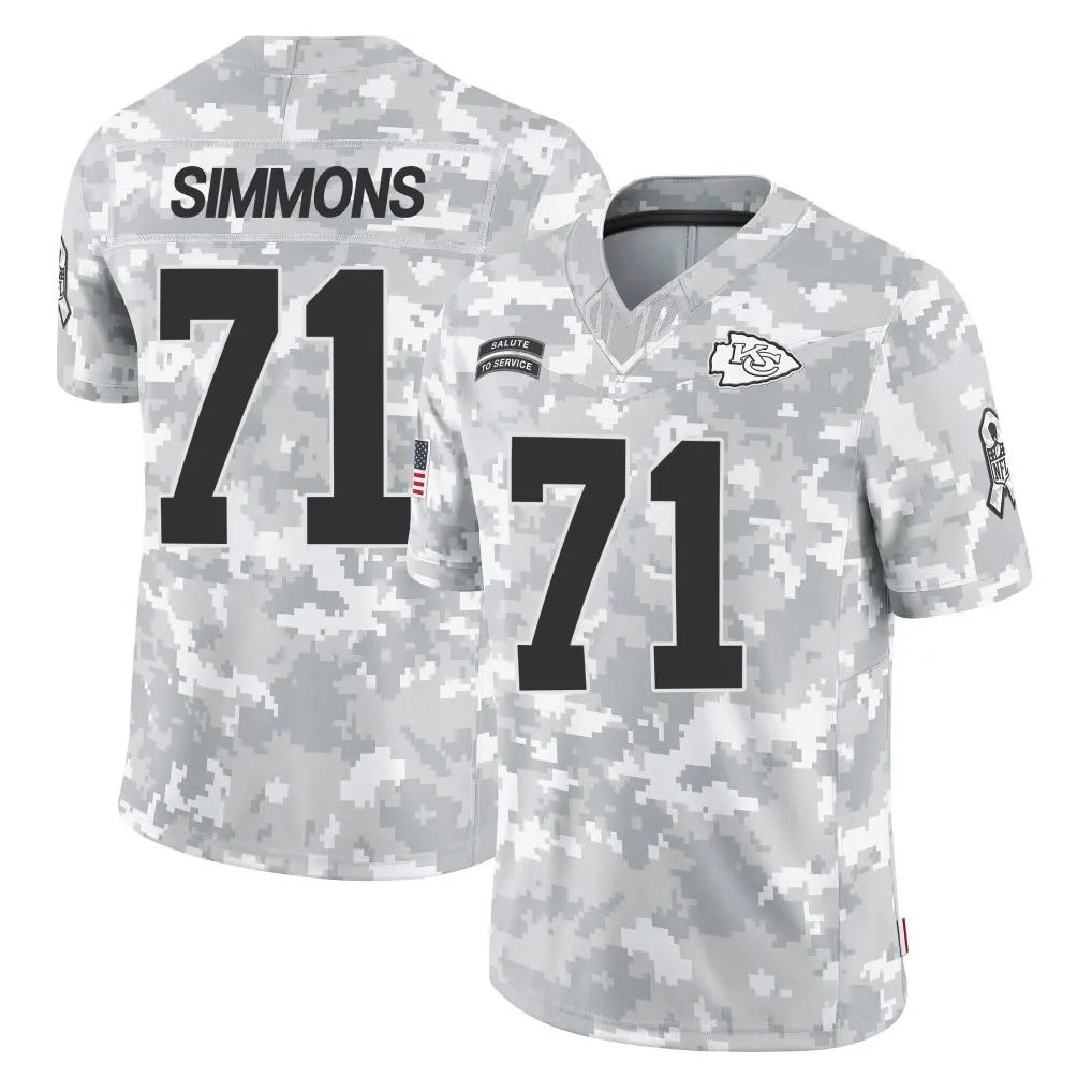 KC.Chiefs #71 Josh Simmons Player Arctic Camo Salute To Service Limited Game Odoa Stitched Jerseys