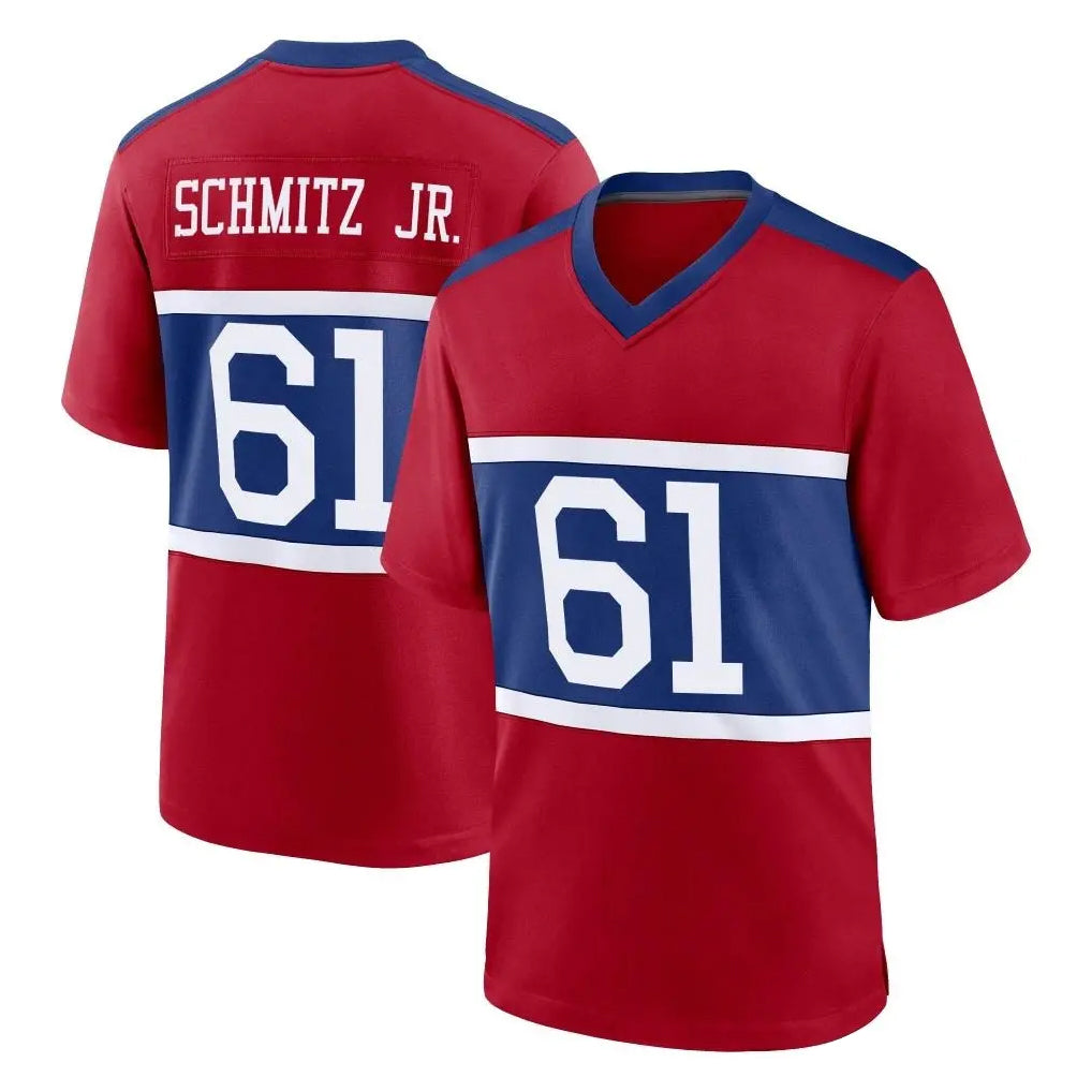 NY.Giants #61 John Michael Schmitz Jr. Player Red Century Home Game Odoa Stitched Jerseys