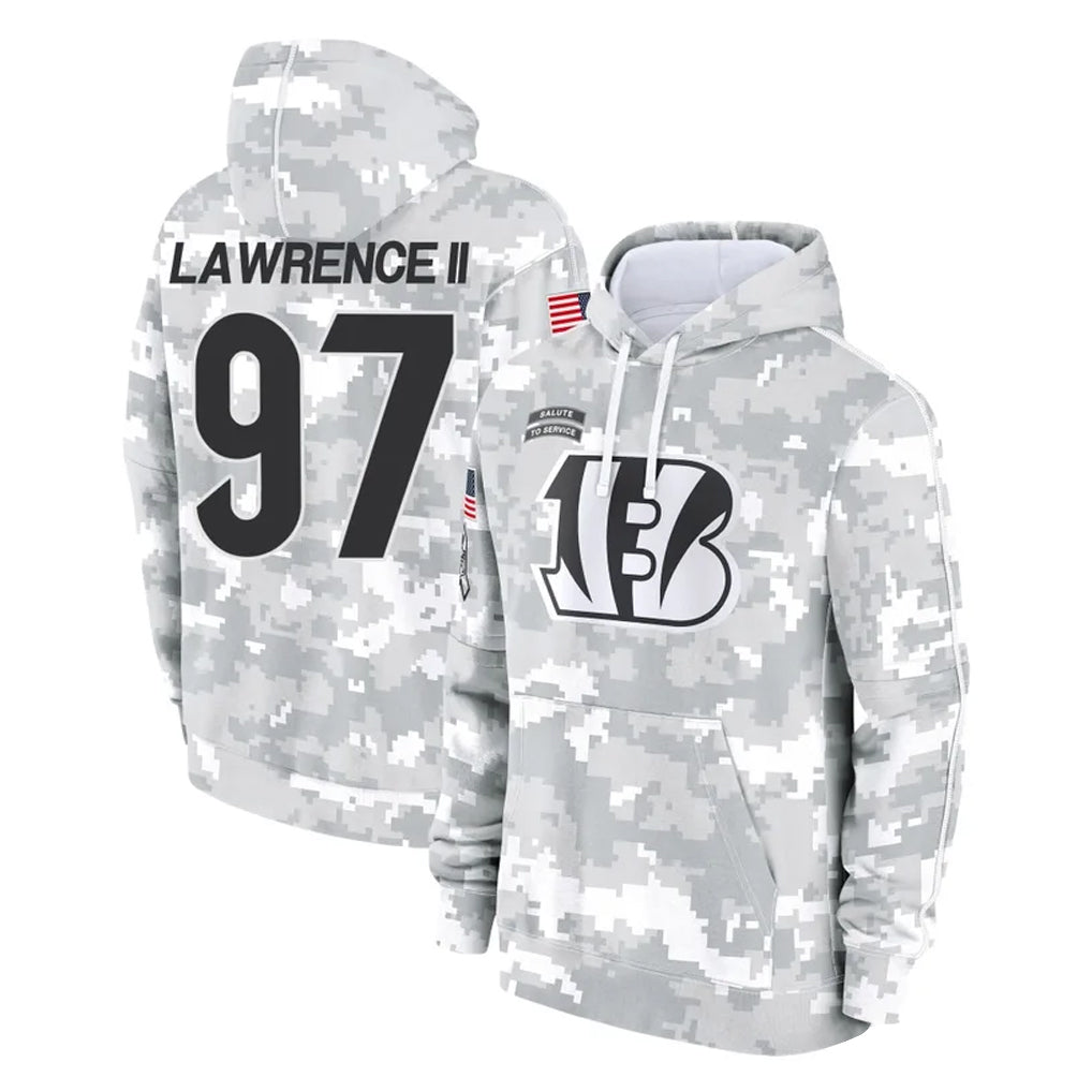C.Bengals #97 Dexter Lawrence II Player Arctic Camo Salute to Service Pullover Hoodie Limited Odoa Stitched Jerseys