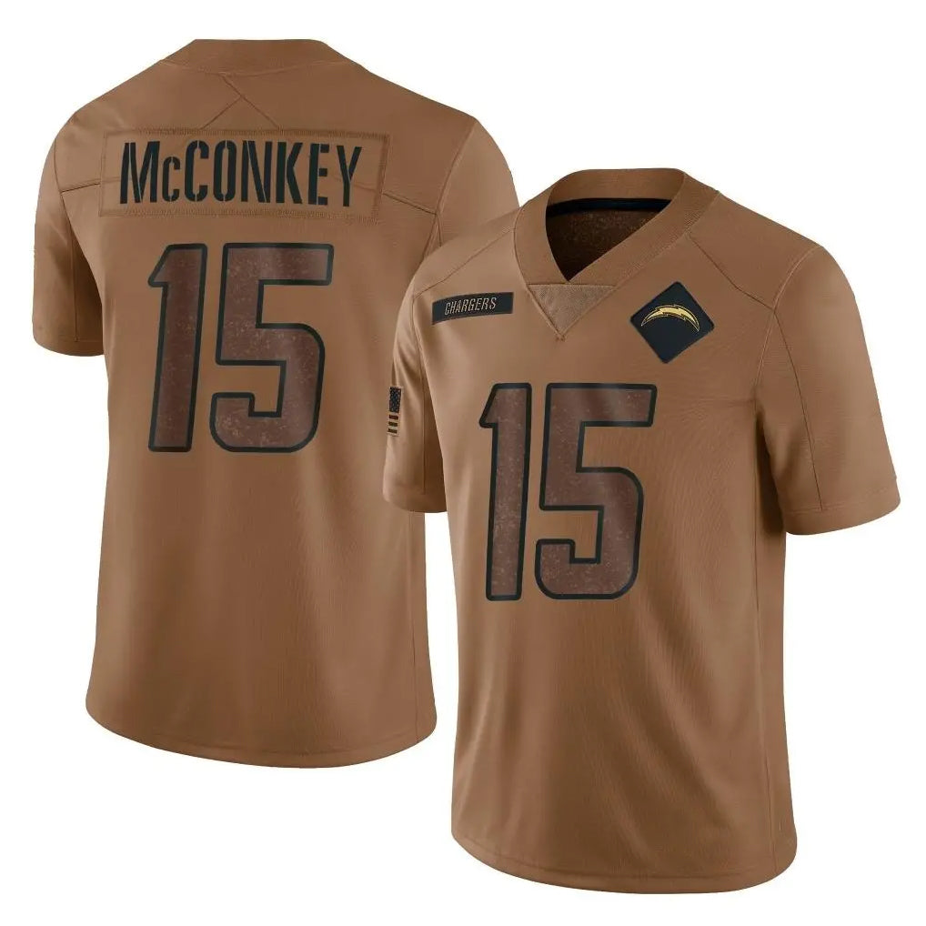 LA.Chargers #15 Ladd McConkey Player Brown Salute To Service Limited Odoa Stitched Jerseys