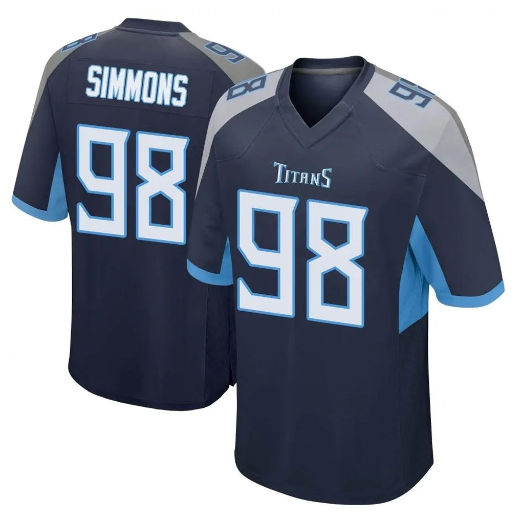 T.Titans #98 Jeffery Simmons Player Navy Home Game Odoa Stitched Jerseys