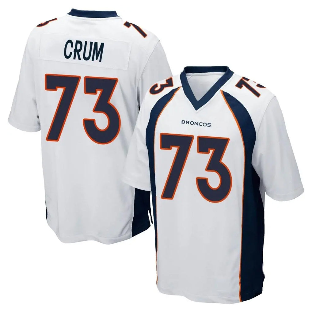 D.Broncos #73 Frank Crum Player White Game Odoa Stitched Jerseys