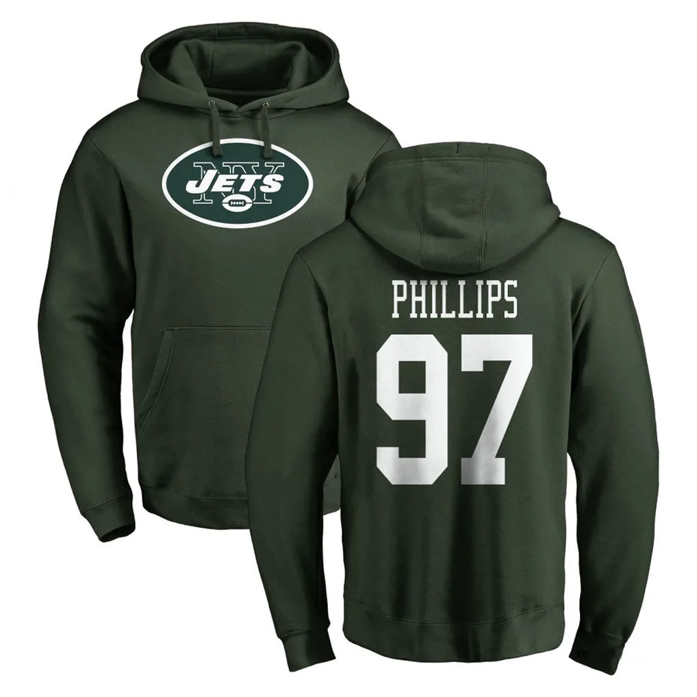 NY.Jets #97 Harrison Phillips Player Green LOGO Pullover Hoodies Limited Game Odoa Stitched Jerseys