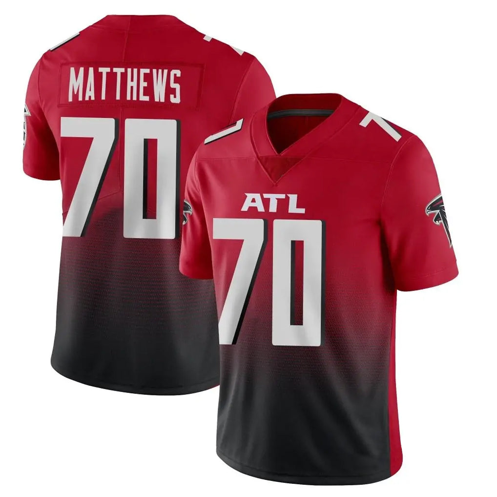 A.Falcons #70 Jake Matthews Player Red Vapor Untouchable Limited Home Game Odoa Stitched Jerseys