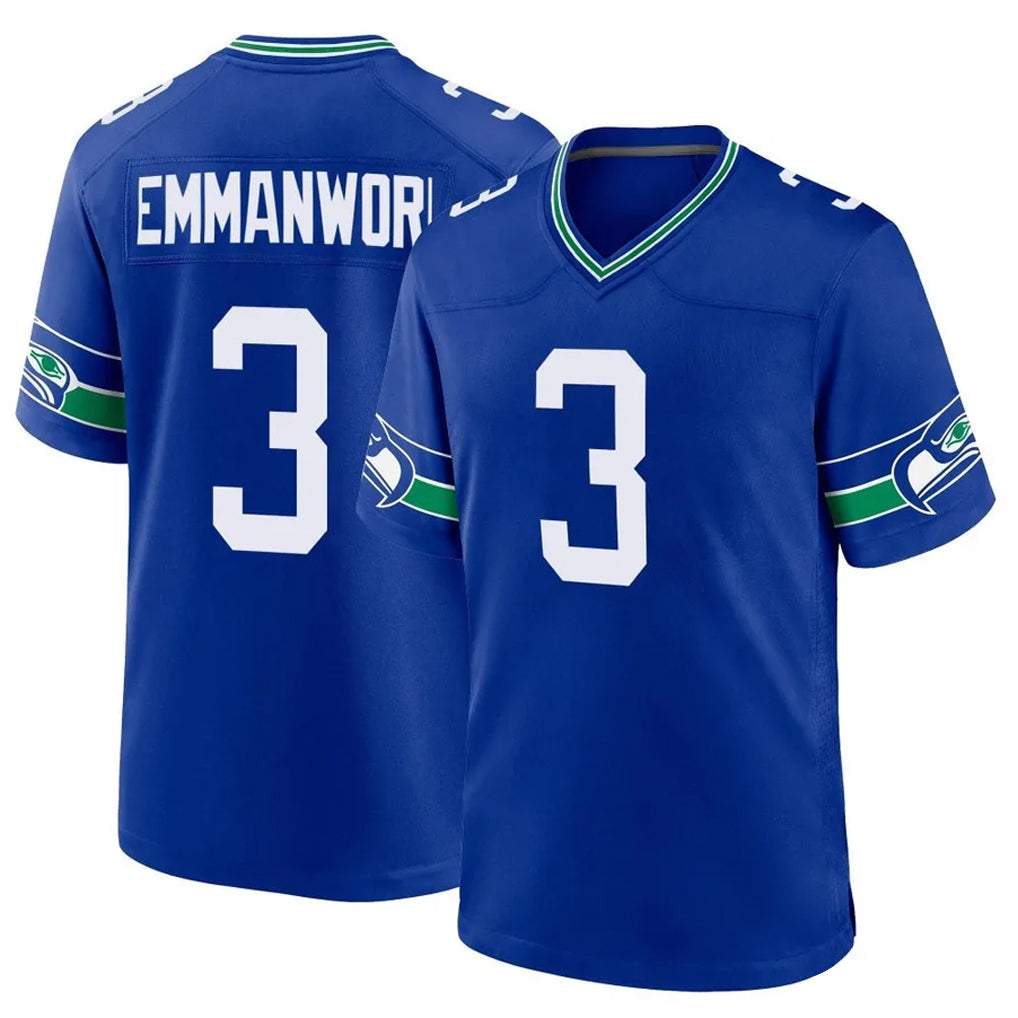 S.Seahawks #3 Nick Emmanwori Player Royal Throwback Home Game Odoa Stitched Jerseys