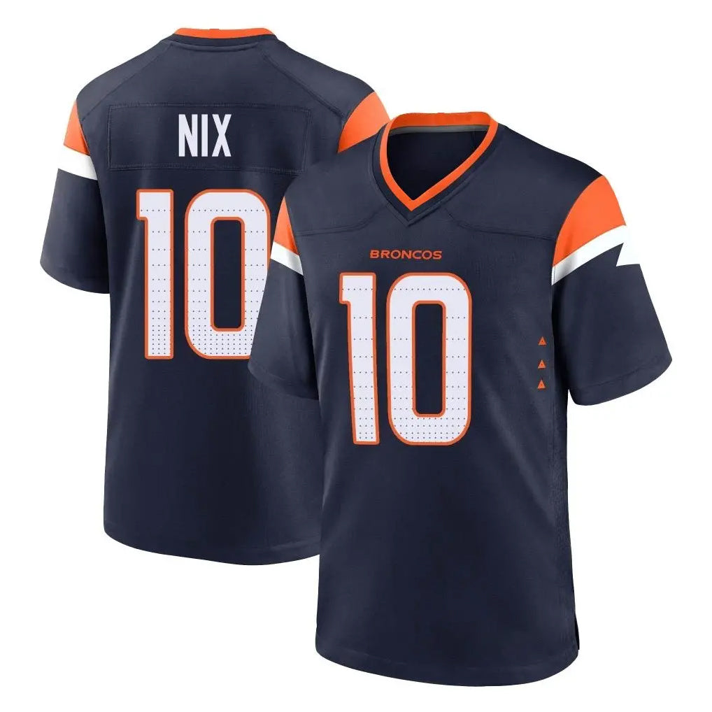 D.Broncos #10 Bo Nix Player Navy Home Game Odoa Stitched Jerseys