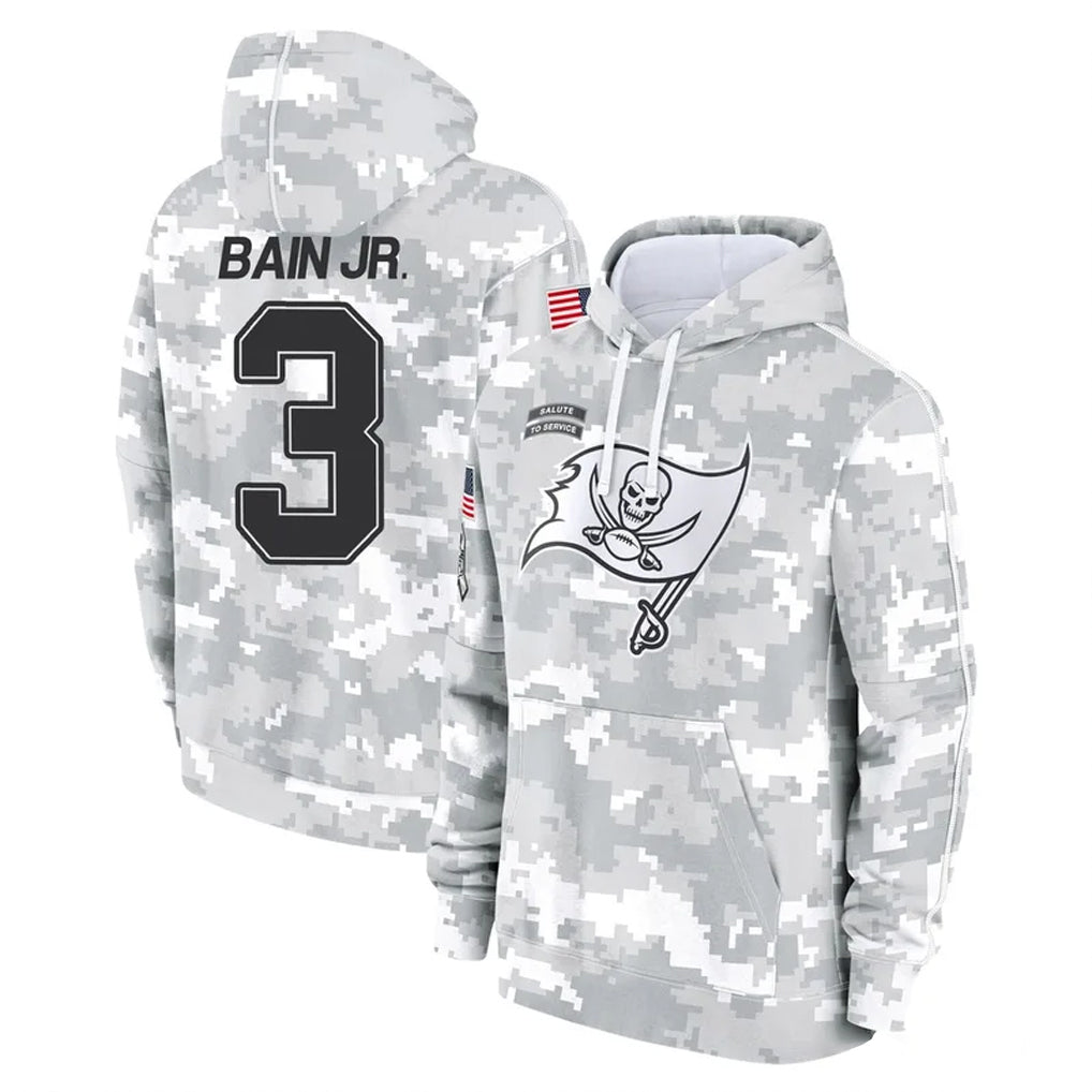 TB.Buccaneers #3 Rueben Bain Jr. Player Arctic Camo Limited Salute to Service Pullover Hoodies Game Odoa Stitched Jerseys