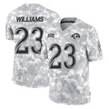 LA.Rams #23 Kyren Williams Player Arctic Camo Salute To Service Limited Game Odoa Stitched Jerseys
