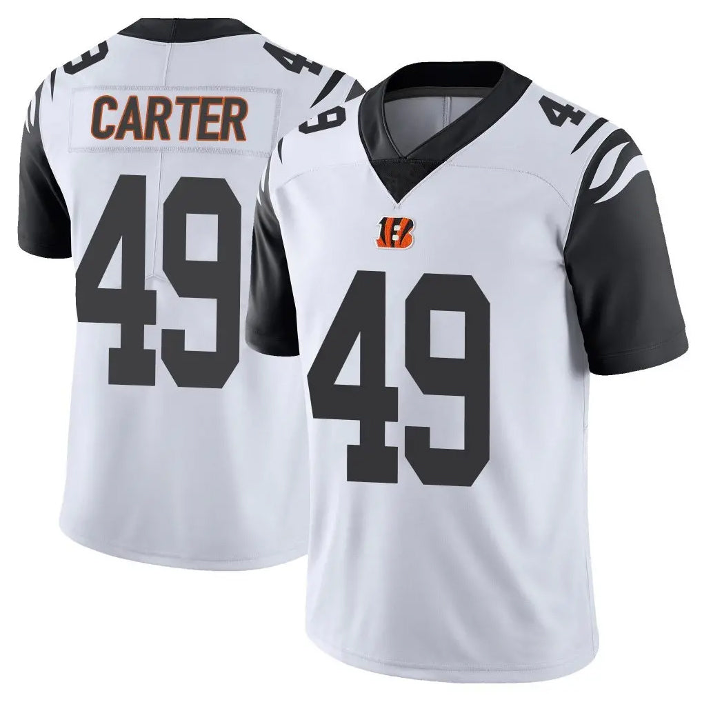 C.Bengals #49 Barrett Carter Player White Color Rush Vapor Untouchable Limted Home Game Odoa Stitched Jerseys