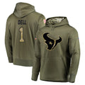 H.Texans #1 Tank Dell Player Olive Salute to Service Pullover Hoodies Home Game Odoa Stitched Jerseys