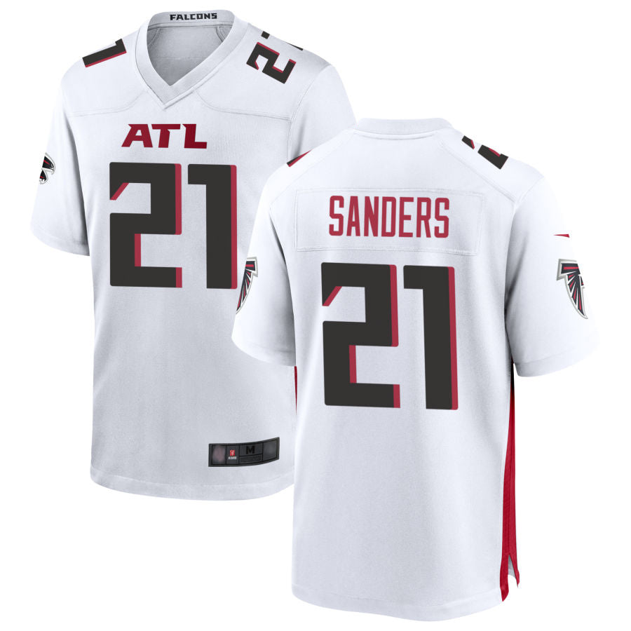 A.Falcons #21 Deion Sanders Player White Home Game Odoa Stitched Jerseys
