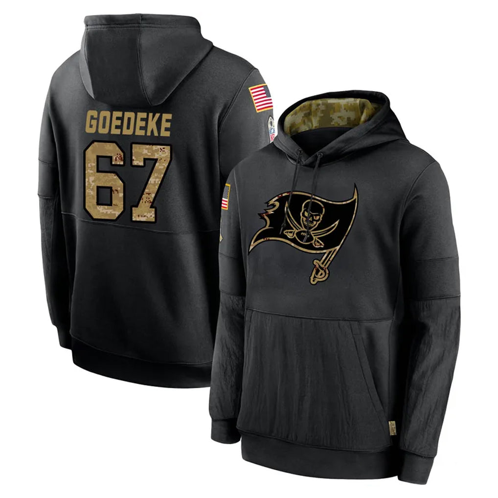TB.Buccaneers #67 Luke Goedeke Player Black Salute to Service Sideline Performance Pullover Hoodies Home Game Odoa Stitched Jerseys
