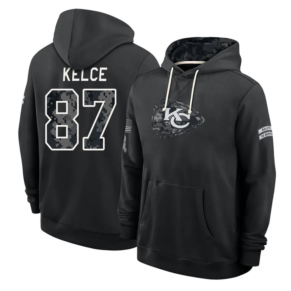 KC.Chiefs #87 Travis Kelce Player 2026 Black Logo Pullover Hoodies Limited Game Stitched Jerseys