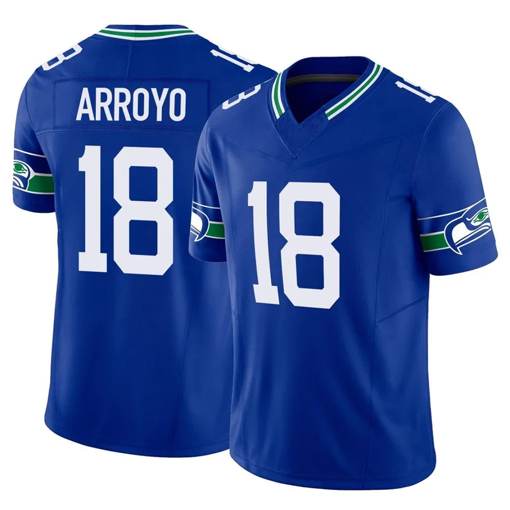 S.Seahawks #18 Elijah Arroyo Player Royal Limited Throwback Vapor F.U.S.E. Home Game Odoa Stitched Jerseys