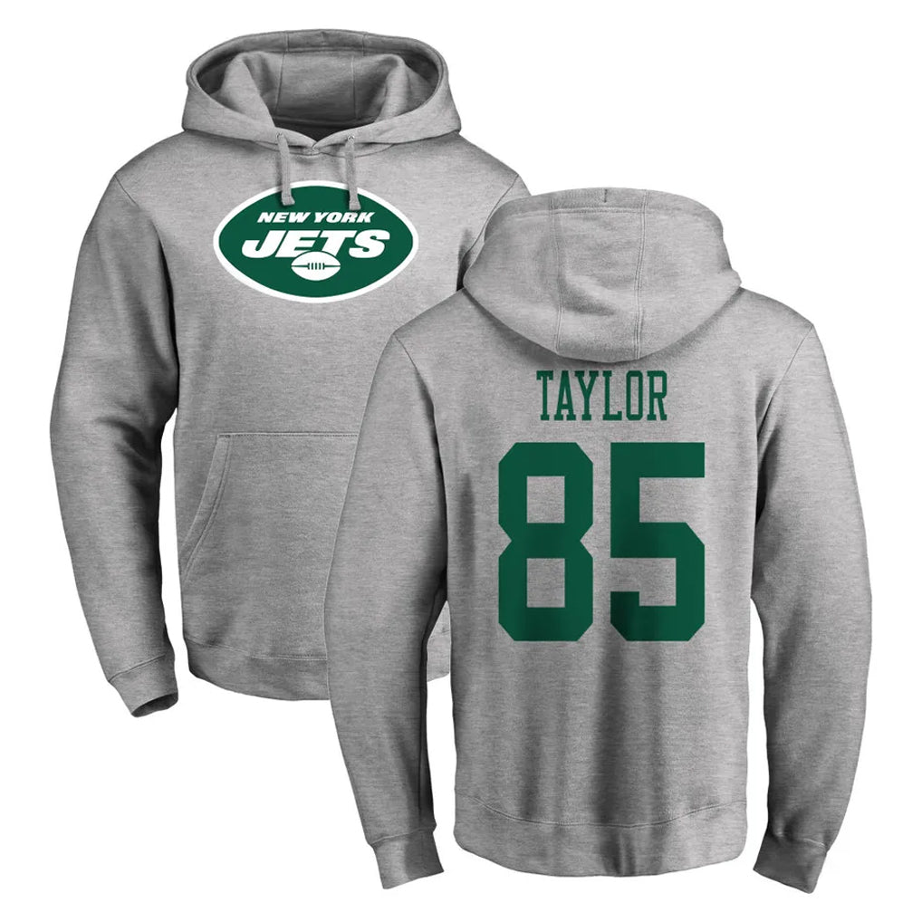 NY.Jets #85 Mason Taylor Player Gray LOGO Pullover Hoodies Limited Game Odoa Stitched Jerseys