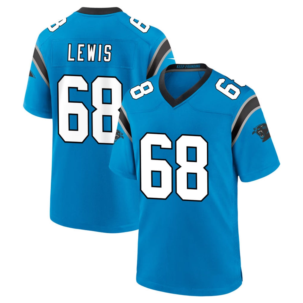 C.Panthers #68 Damien Lewis Player Blue Home Game Odoa Stitched Jerseys