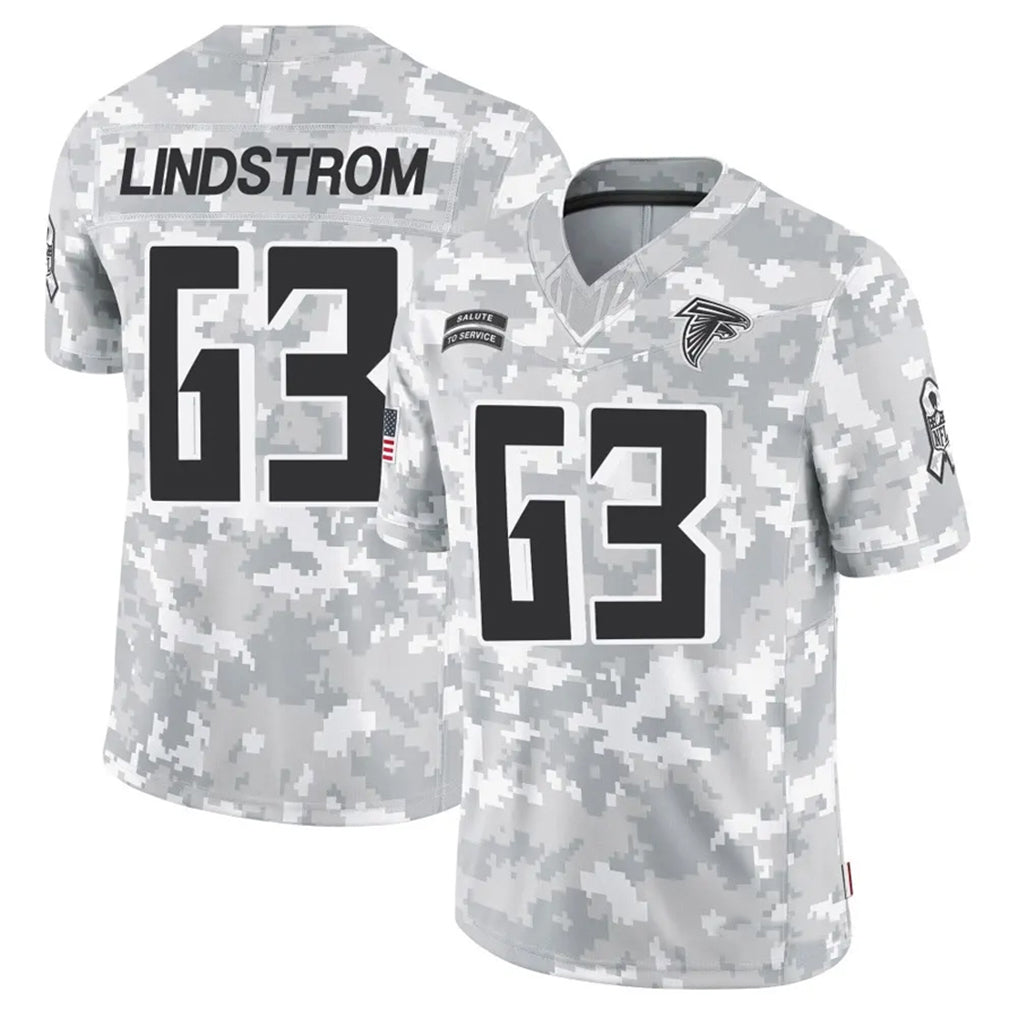 A.Falcons #63 Chris Lindstrom Player Arctic Camo Salute to Service Limited Odoa Stitched Jerseys