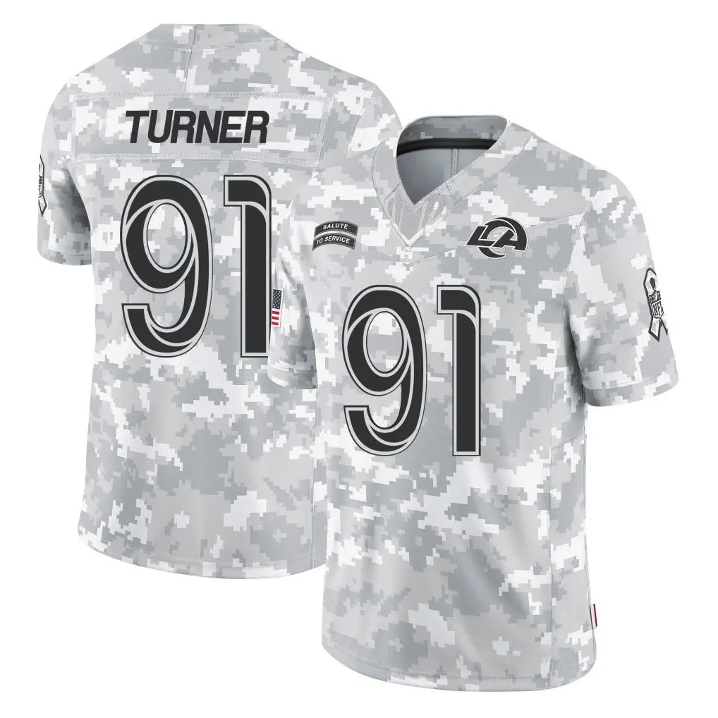 LA.Rams #91 Kobie Turner Player Arctic Camo Salute To Service Limited Game Odoa Stitched Jerseys