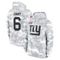 NY.Giants #6 Jaxson Dart Player Arctic Camo Salute to Service Pullover Hoodies Limited Game Odoa Stitched Jerseys
