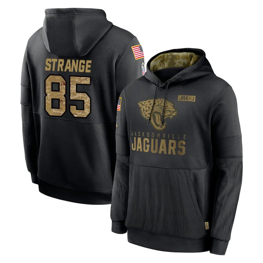 J.Jaguars #85 Brenton Strange Player Black Salute to Service Hoodies Limited Game Odoa Stitched Jerseys