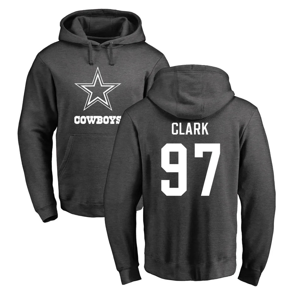 D.Cowboys #97 Kenny Clark Player Ash One Color Pullover Hoodie Limited Odoa Stitched Jerseys