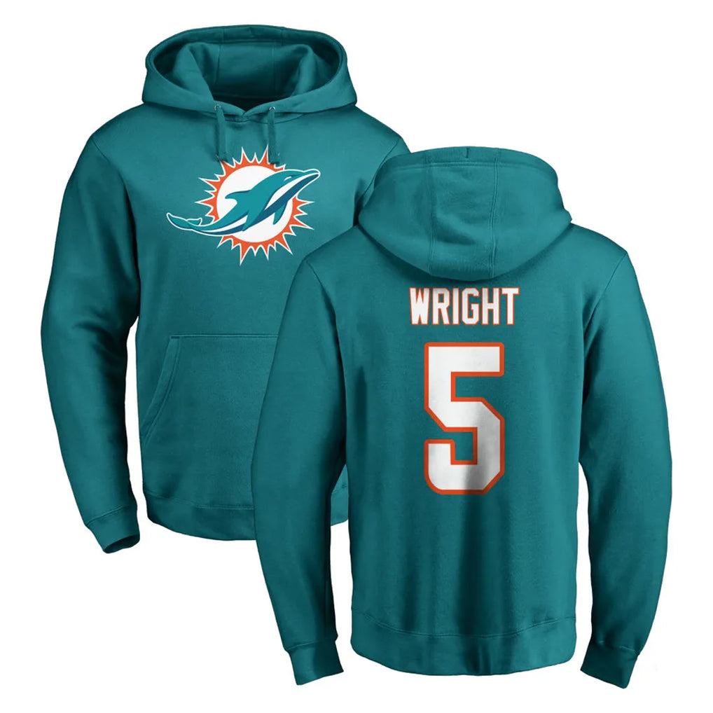 M.Dolphins #5 Jaylen Wright Player Aqua LOGO Pullover Hoodies Limited Odoa Stitched Jerseys