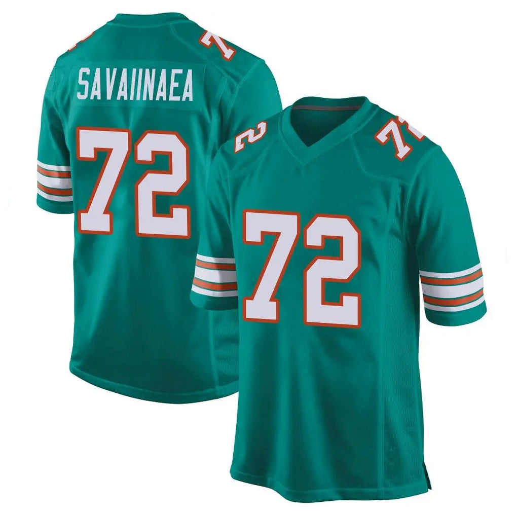M.Dolphins #72 Jonah Savaiinaea Player Aqua Alternate Home Game Odoa Stitched Jerseys