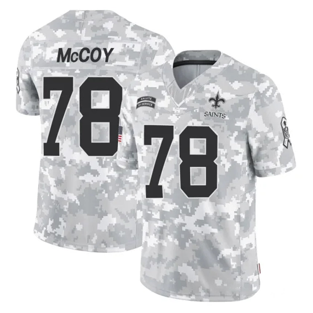NO.Saints #78 Erik McCoy Player Arctic Camo Salute To Service Limited Game Odoa Stitched Jerseys