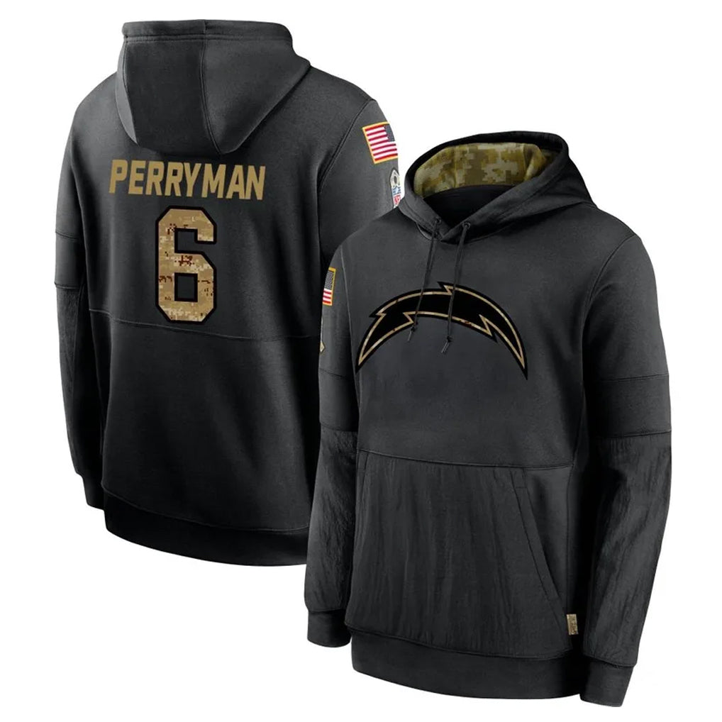 LA.Chargers #6 Denzel Perryman Player Black Salute to Service Hoodies Limited Game Odoa Stitched Jerseys