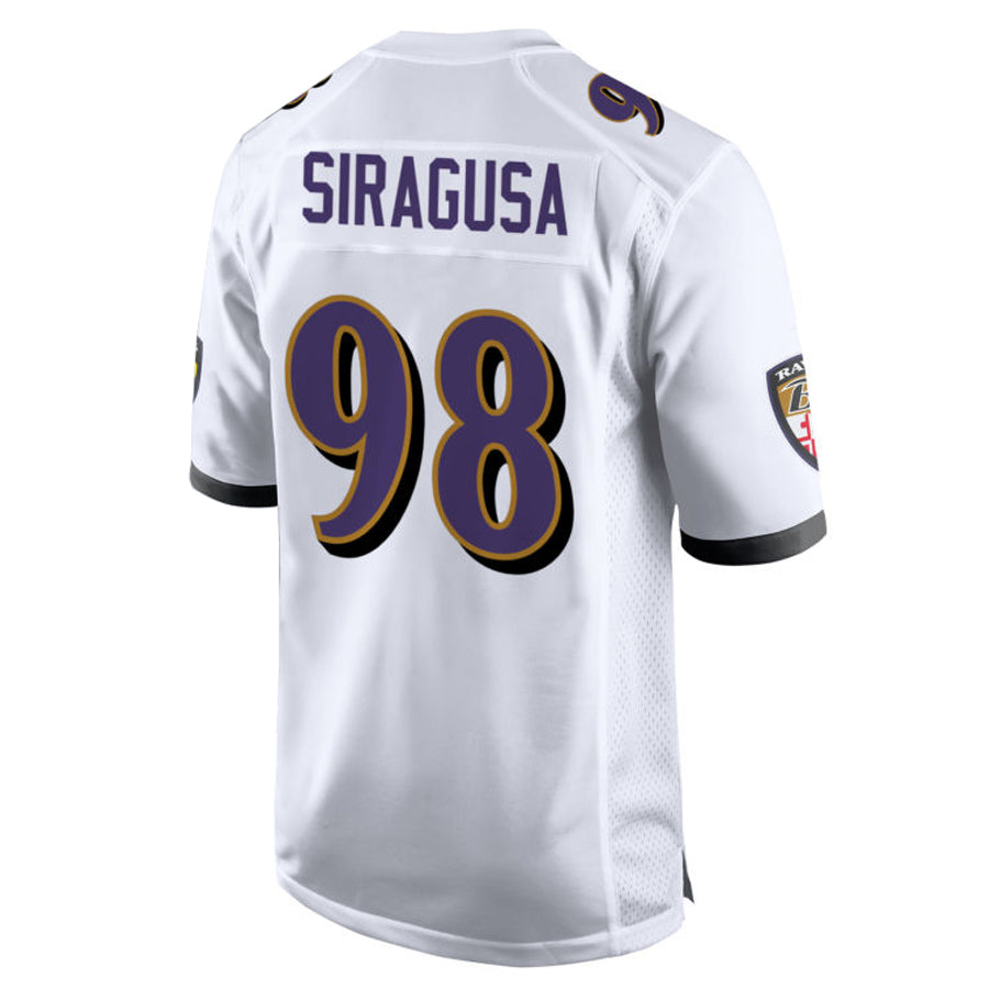 B.Ravens #98 Tony Siragusa Player White Alternate Home Game Odoa Stitched Jerseys