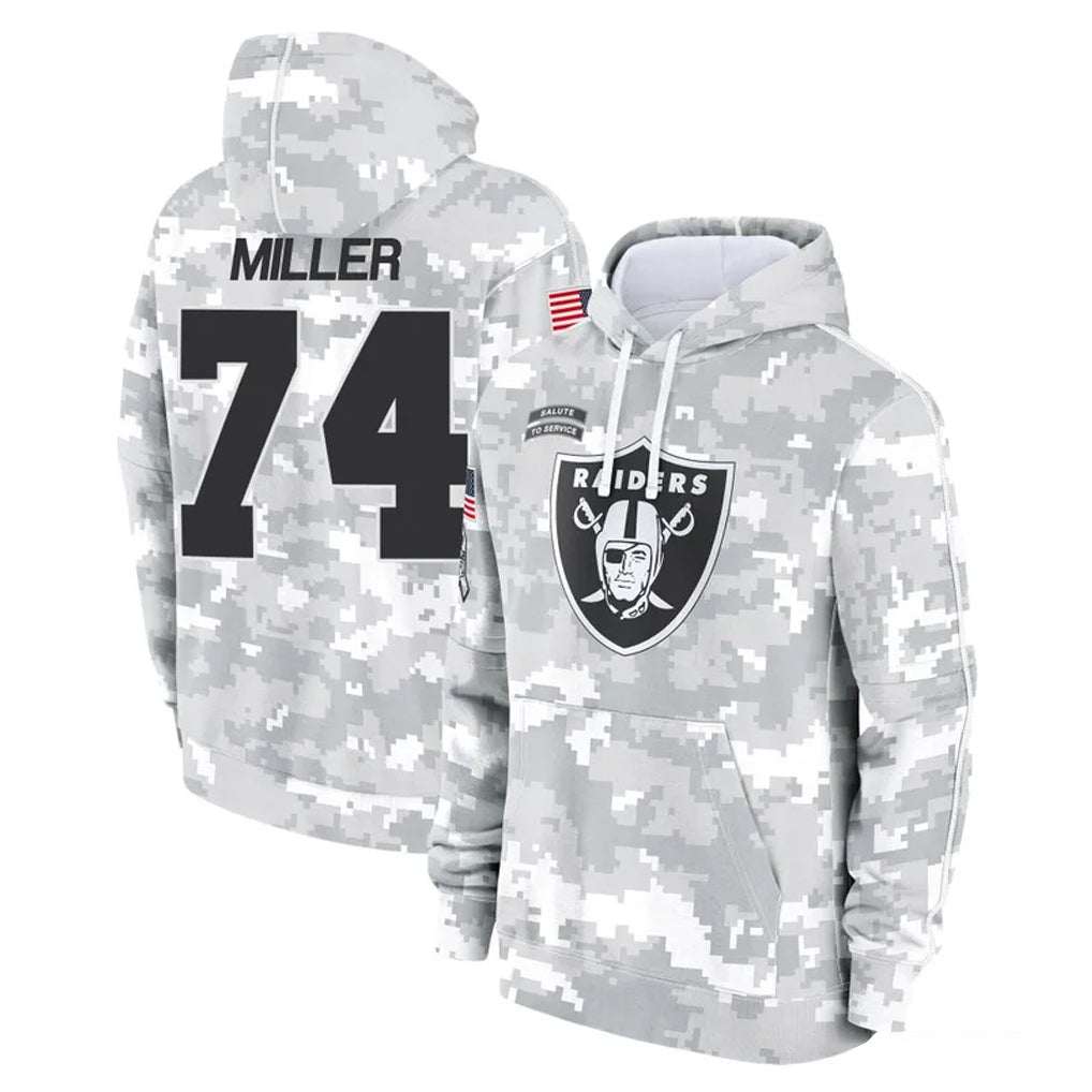 LV.Raiders #74 Kolton Miller Player Arctic Camo Salute to Service Hoodies Limited Game Odoa Stitched Jerseys