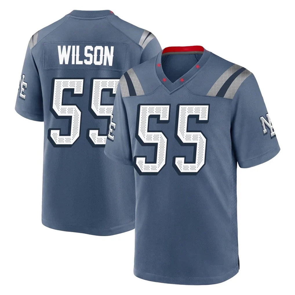 NE.Patriots #55 Jared Wilson Player Blue Rivalries Collection Home Game Odoa Stitched Jerseys