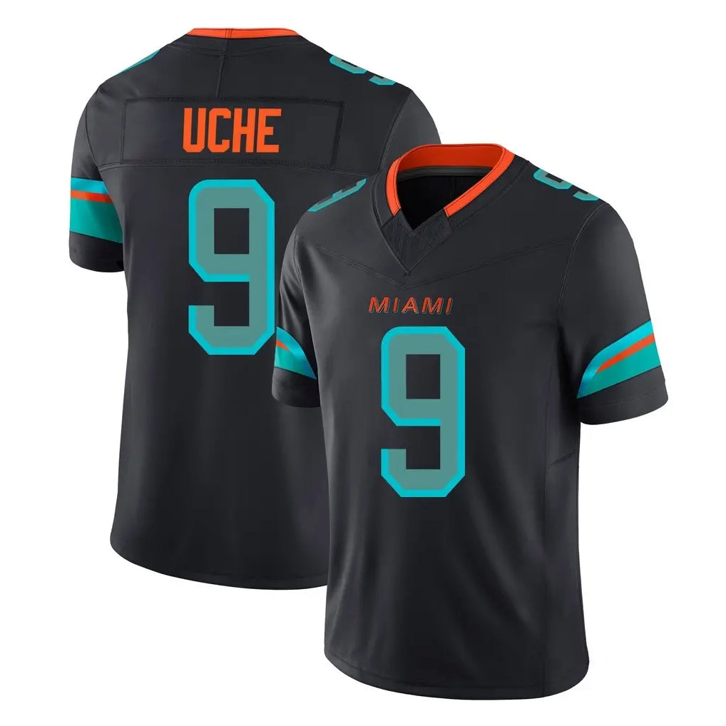 M.Dolphins #9 Joshua Uche Player Black Limited Pitch Rivalries Collection Home Game Odoa Stitched Jerseys