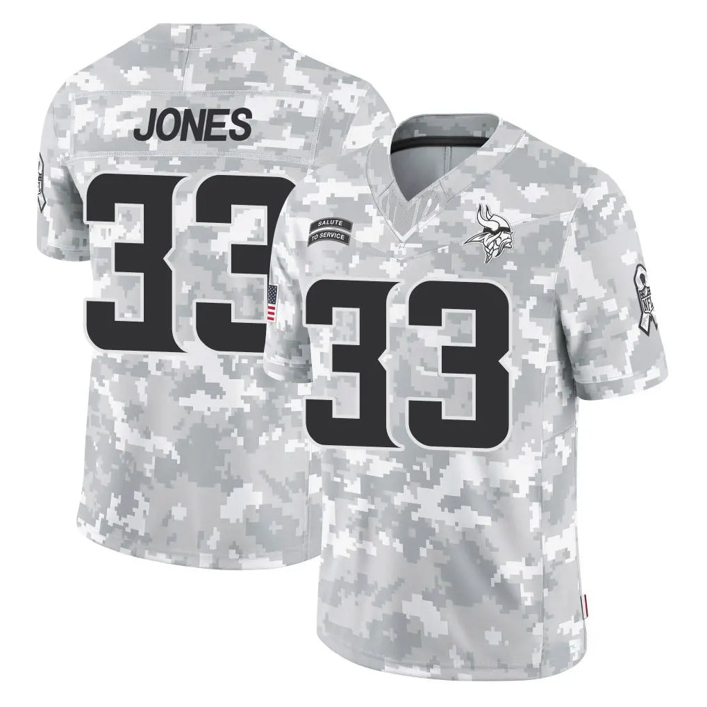 M.Vikings #33 Aaron Jones Sr. Player Arctic Camo Salute To Service Limited Game Odoa Stitched Jerseys