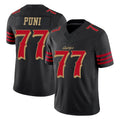 SF.49ers #77 Dominick Puni Player Black Limited Rivalries Collection Home Game Odoa Stitched Jerseys