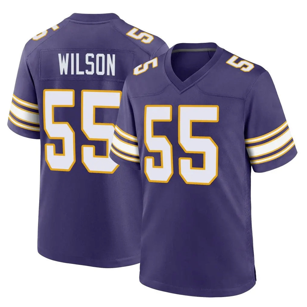 M.Vikings #55 Eric Wilson Player Purple Classic Home Game Odoa Stitched Jerseys