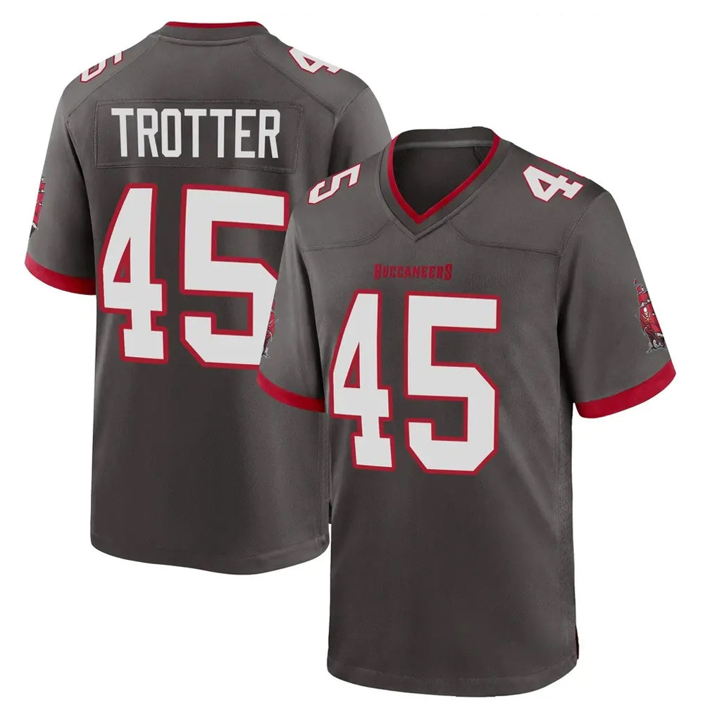 TB.Buccaneers #45 Josiah Trotte Player Pewter Alternate Home Game Odoa Stitched Jerseys