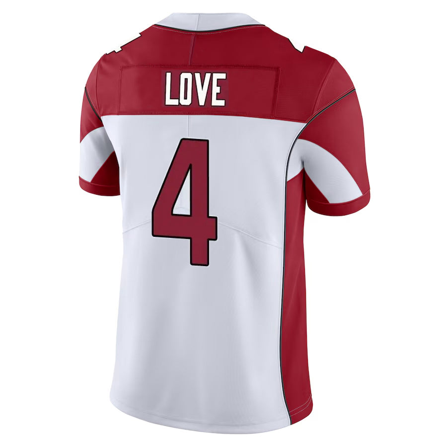A.Cardinals #4 Jeremiyah Love Player White Vapor Limited Home Game Odoa Stitched Jerseys