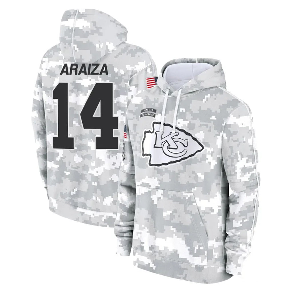 KC.Chiefs #14 Matt Araiza Player Arctic Camo Salute to Service Hoodies Limited Game Odoa Stitched Jerseys