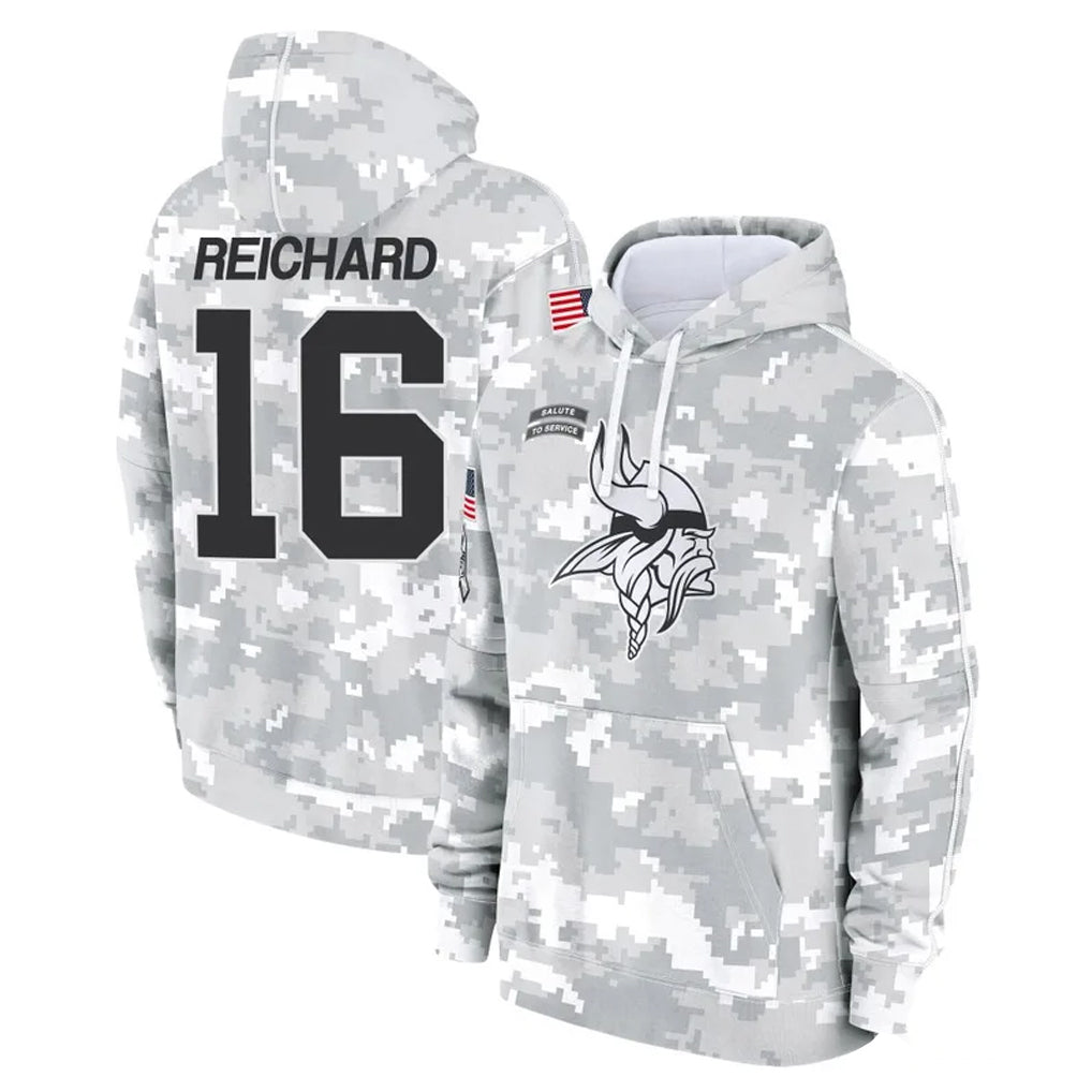 M.Vikings #16 Will Reichard Player Arctic Camo Salute to Service Pullover Hoodies Limited Game Odoa Stitched Jerseys