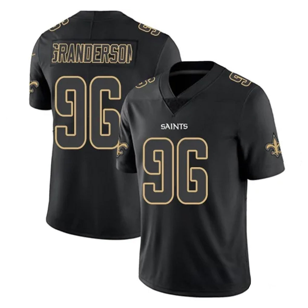 NO.Saints #96 Carl Granderson Player Black Impact Limited Home Game Odoa Stitched Jerseys